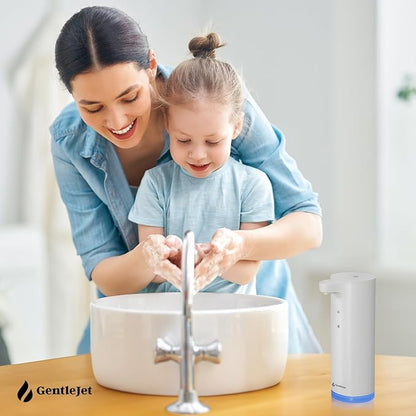 GentleJet EasyFoam Automatic Foaming Soap Dispenser - Rechargeable Automatic Soap Dispenser Touchless for Bathroom or Kitchen, Motion Sensor, 2 Levels, IPX5 Water-Resistant, 9.5oz (White)