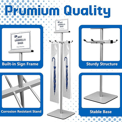 Montex Wet Umbrella Stand with Free 200 Plastic Umbrella Bags and Holder