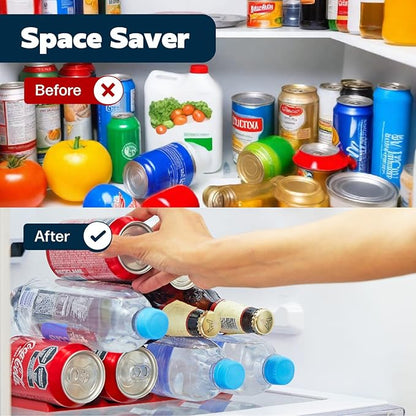 Cooks Innovations 2-Pack Drink Organizer for Fridge, Soda Can Refrigerator Organizers and Storage, Beer-Wine-Water Bottle Holder, Fridge Monkey - Durable Non-Slip&Roll
