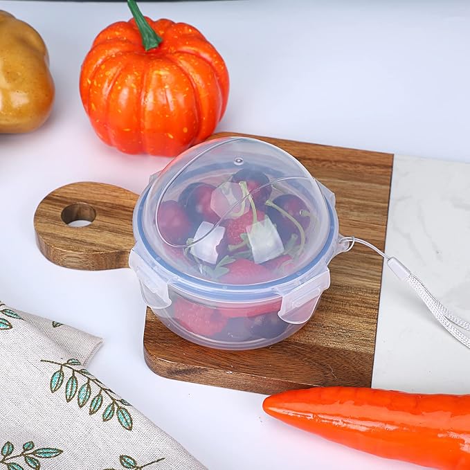 JUXYES Small Fruit and Vegetable Storage Containers With Lid, Plastic Onion Storage Keeper Containers for Fridge, Portable Fruit And Vegetable Savers Storage Containers for Onion Tomato Lemon Apple
