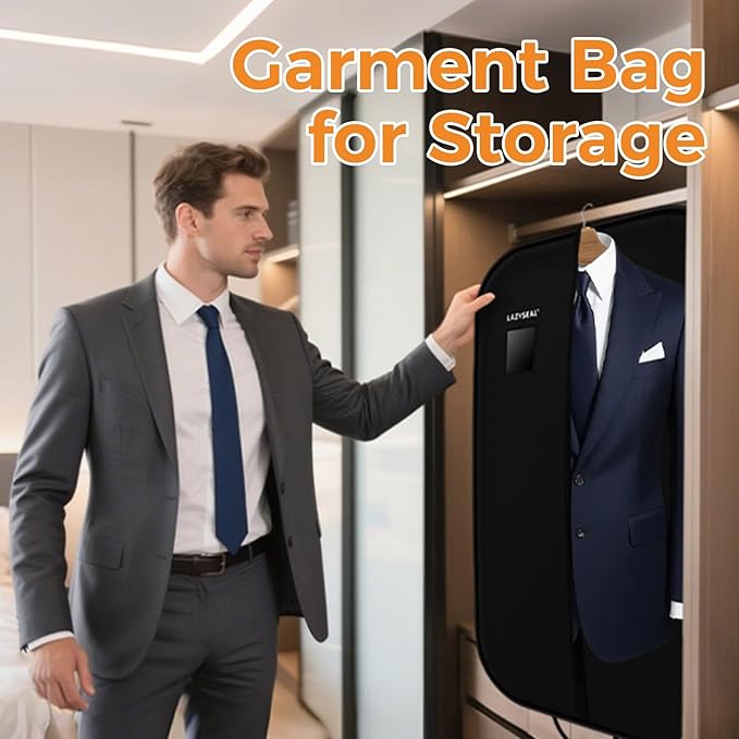 2 Pack 43" Garment Bag for Closet Storage and Travel, Tear-Resistant Waterproof Dustproof, Suit Bag for Hanging Clothes with Zippers, Durable 600D Oxford Fabric for Suits, Dresses (Standard)