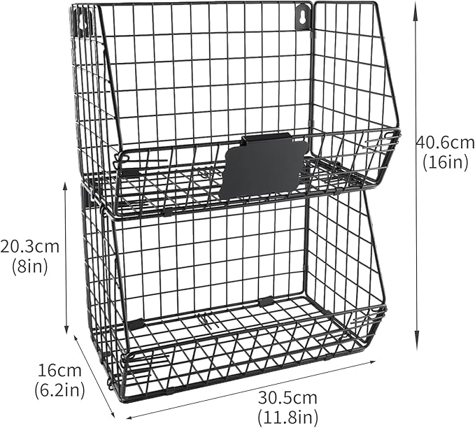 2 Pack Laundry Room Organization and Storage Basket,Wire Stackable Hanging Shelves with 2 Hook,Foldable Laundry Room Accessories Organizer,Hanging Closet Organizer for Towels,Detergent,Tissues