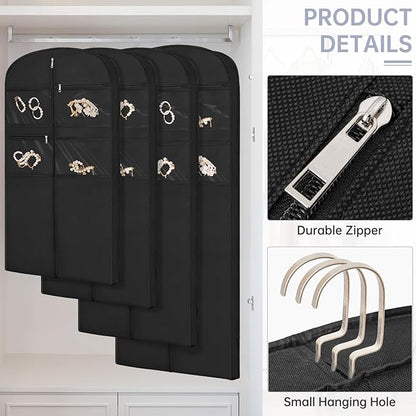 43" Garment Bag for Travel for Hanging Clothes Storage Hanging Suit Cover with Zipper and Accessory Storage for Coats, Dresses, Suits