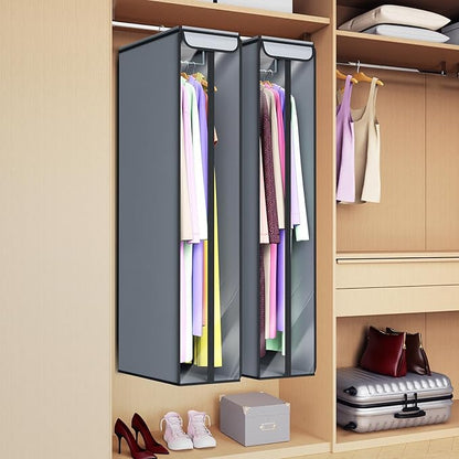 Univivi Garment Bags for Hanging Clothes 50", Hanging Garment Bags for Closet Storage with Large Clear Window, Garment Storage Bags for Suits, Coats, Dresses, 2 Pack