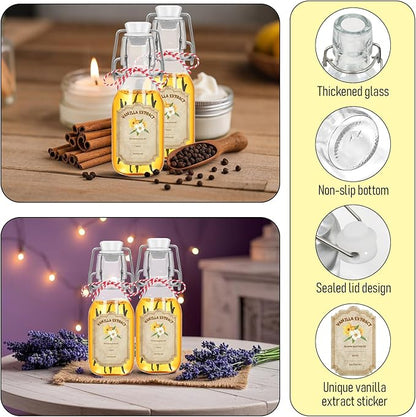 20 pack 4 oz vanilla extract bottles swing top glass bottles with lids homemade vanilla small flip top jars with airtight circle clear