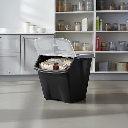 Redmon Since 1883 10 Gallon Stackable Shutter Bins, Black, 7316