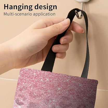Plastic Bag Holder, Wall Mount Grocery Bag Organizer, Funny Hanging Trash Bag Storage Dispenser for Home Kitchen Morden Pink Leopard