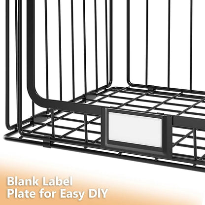 5-Tier Hanging Laundry Room Organizer with Label Cards,Foldable Wire Shelf Basket with 4 Rotating Hooks,Stacked Laundry Basket Organizer,Storage Rack for Laundry Rooms,Closet and Pantry-Black