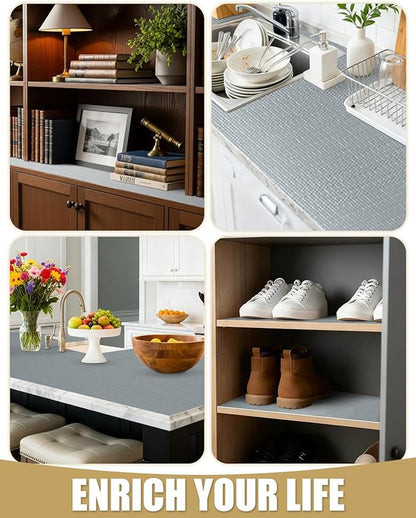 Shelf Liners for Kitchen Cabinets Non-Adhesive, Non-Slip Thickened Shelf Paper Waterproof Washable for Drawer Dresser Pantry Shelve Bathroom Protector Liner