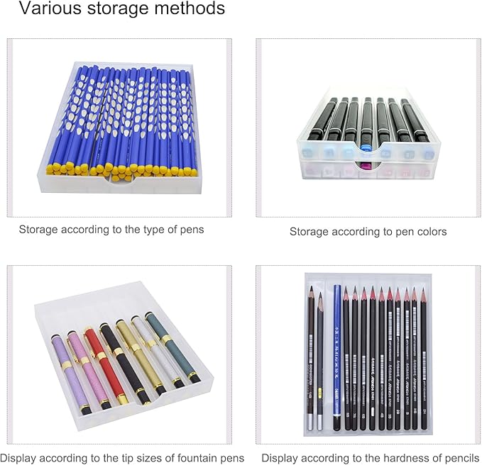 Craft Organizers and Storage, Pencil, Crayon, Marker, Pen Organizer, Pen Holder, Pen Tray Storage with Gel Pens, Fountain Pens, Chalk for Office, Art & Craft Room - 6Pack