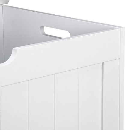 30 inches Kids Wooden Toy Chest Storage Space with 2 Safety Hinge Modern Decorative Toys Bench Box for Playroom Bedroom Living Room (White)