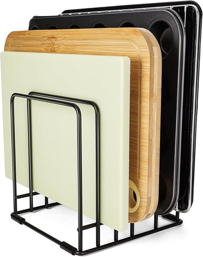 Mythco Kitchen Cabinet Cutting Board Organizer, Cookie Sheet Storage Rack,Cabinet Dividers Holder with 5 Slots for Baking Pan Tray Organizer (1 PC)
