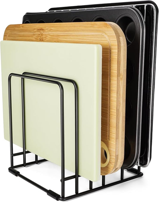 Mythco Kitchen Cabinet Cutting Board Organizer, Cookie Sheet Storage Rack,Cabinet Dividers Holder with 5 Slots for Baking Pan Tray Organizer (1 PC)