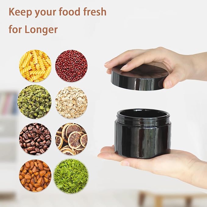Black Glass Smell Proof Storage Jar 200ml Wide Mouth Airtight UV Protection Container for Spice Coffee