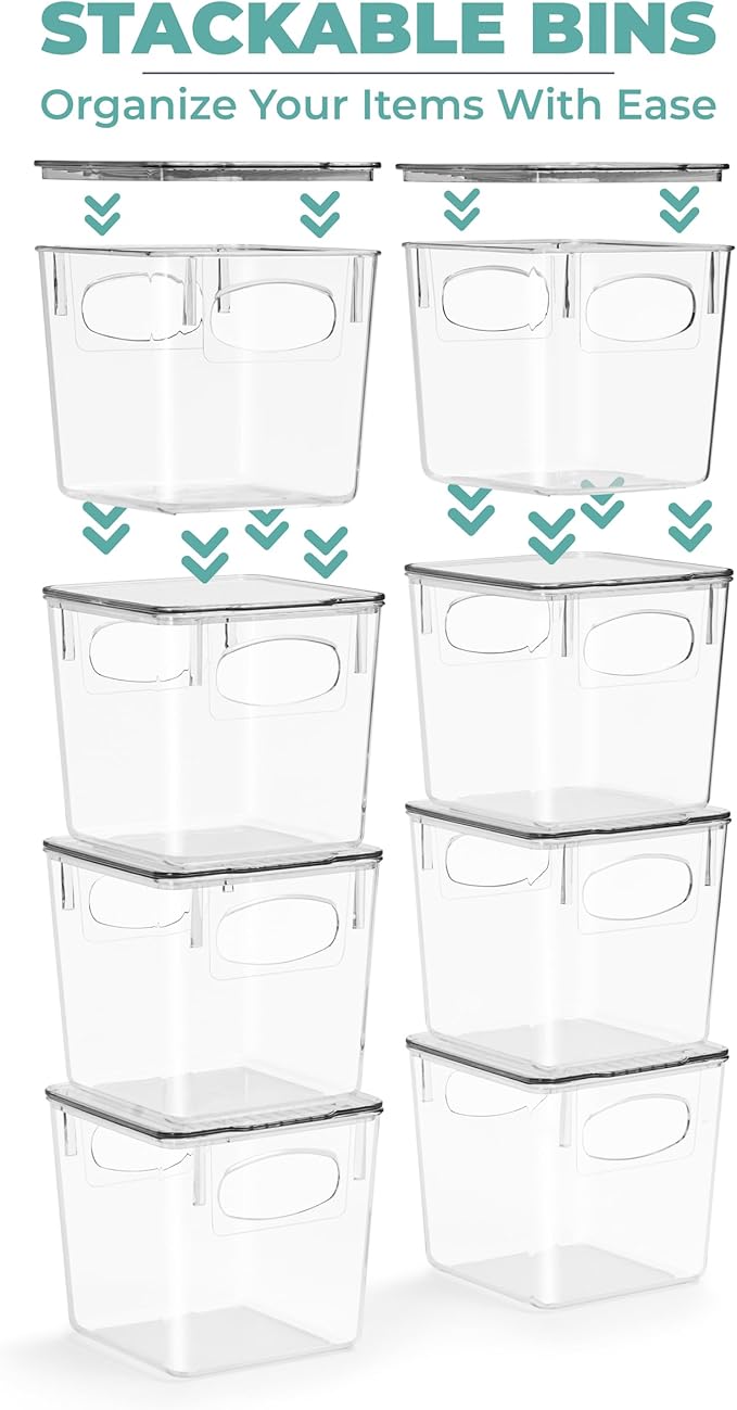 Sorbus Small Clear Plastic Storage Bins with Lids, Clear Stackable Storage Bins, Laundry Room Organizer Bins, Office, Classroom, Playroom, Bathroom, Laundry Room Organization and Storage (4 Pack)