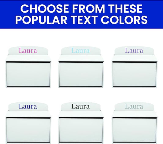 Delta Children Personalized MySize Deluxe Toy Box, Bianca White