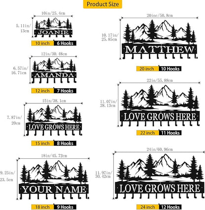 Custom Metal Key Rack Hooks, Personalized Key Holder for Wall, The Great Forest, Mountain Theme Wall Decoration Hooks, Key Hanger Organizer for Living Room, Entryway, Bathroom, Kitchen Decor