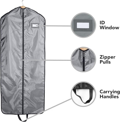 Covermates Keepsakes Garment Bag Set - Premium Polyester - Full Length Zipper - ID Window - Carrying Handles - Closet Storage, Grey