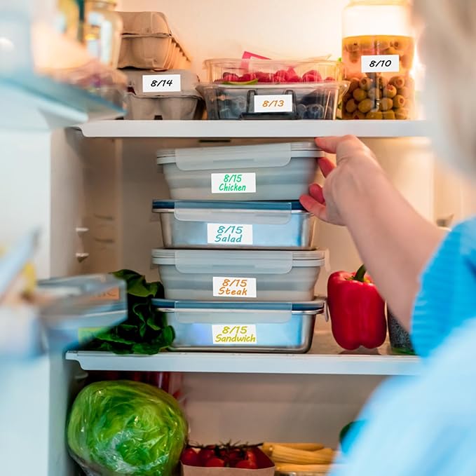 MaxGear 1000 Removable Freezer Labels 1x2 Inch, Waterproof Oil Resistant Stickers No Residue for Food Containers Pantry Jars Organization Meal Prep, 1 Roll