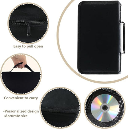 DVD Case CD Storage,128 Capacity CD Cases Holder DVD Storage Case Holders CD DVD Disc Case Storage Wallet Binder for Car Home Office Travel (128 Black)
