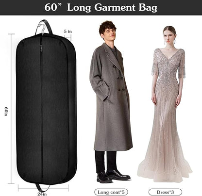 60 Inch Heavy Duty Tear Resistance Wedding Dress Bag for Wedding Travel, Waterproof Dress Cover for Closet Wardrobe. Garment Bag for Gowns, Tuxedos, Dress, Long Coats. Darkgrey, 60 Inch.