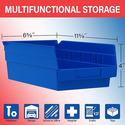 Akro-Mils 30130 Plastic Shelf Bins, Heavy Duty Storage Bins for Garage, Closet, and Drawer Organization, 12-Inch x 6-1/2-Inch x 4-Inch, Yellow, 12-Pack
