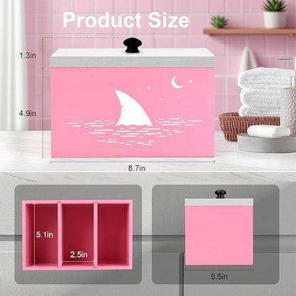 Tampon Holder for Bathroom,Pink Feminine Product Organizer,Girl Stuff Box for Bathroom,Pad and Tampon Organizer for Bathroom,Pad Holder for Bathroom,Shark Week Bathroom Organizer,Bathroom Accessories