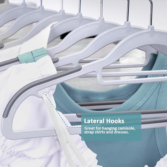 LMTrystFit 30-Pack Plastic Clothes Hangers, Space Saver, Non Slip, 360° Swivel Hook, 0.2 Inches Slim, Sturdy Heavy Duty Hangers for Coat, Durable Hangers for Suits, Light and Dark Gray