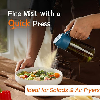 TrendPlain - Original 16oz/470ml Olive Oil Dispenser Bottle for Kitchen Gadgets and Air Fryer Accessories - Olive Oil Sprayer for Cooking w/Stickers - Navy