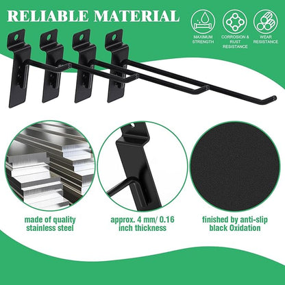 40Pcs 2/4/6/8 Inches Black Slatwall Panel Hooks Assortment Set, Heavy Duty Slat Wall Hanging Display Hooks Pegboard Hanger Hook for Garage Shop Retail (Wire Dia 5.6mm/0.22”)