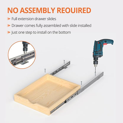 ZOINLIY Wooden Pull Out Cabinet Organizer, Slide Out Drawer for Kitchen Organizers and Storage, Soft Close, Heavy Duty, Fully Expandable