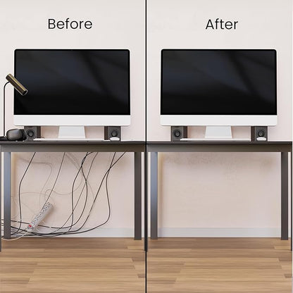 EVEO Cable Management 96'' J Channel- 6 Pack Cord Cover- Cable Raceway- Cable Management Under Desk with Adhesive Stripe Built-in 6 X 16in- Easy to Install Desk Cord Organizer- Cable Raceway, White