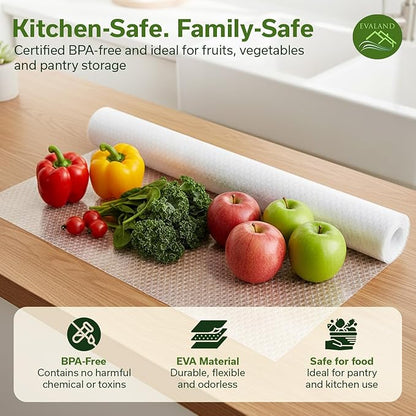 EVALAND Shelf Liners for Kitchen Cabinets Non-Adhesive 15.75" x 33FT Clear Drawer Liner Non Slip, Washable Cabinet Liner, Waterproof Shelf Liners for Cabinets, Refrigerator Bathroom Pantry Cabinet Mat