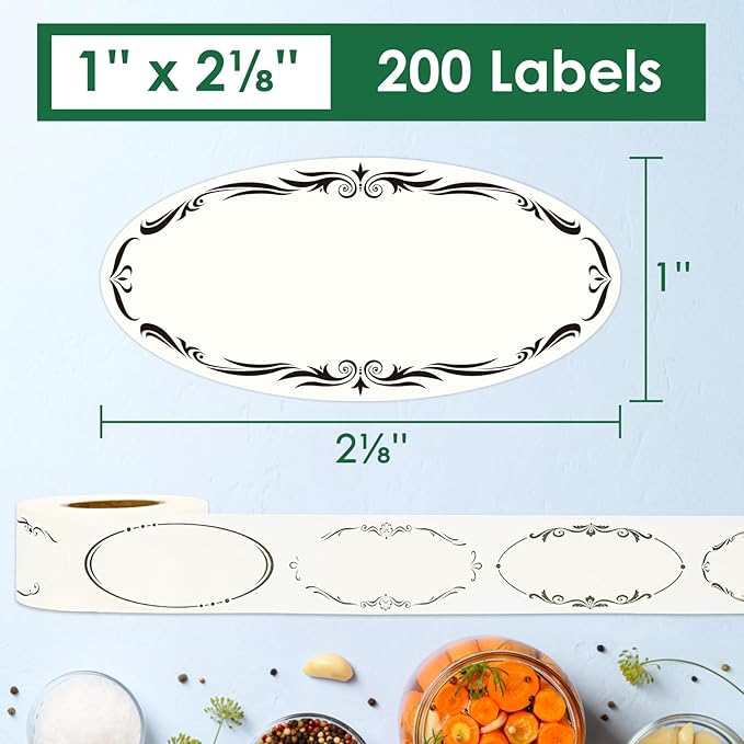 DGBDPACK 200 Dissolvable Canning Labels for Mason Jars, 1 x 2⅛ inch Food Labels, Tiny Canning Jar Stickers Removable with Water