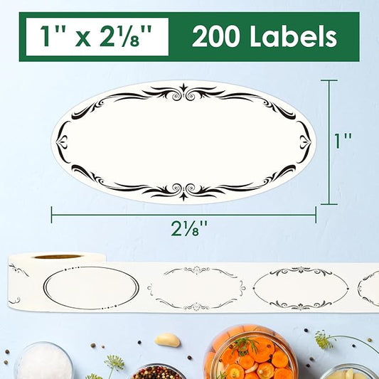 DGBDPACK 200 Dissolvable Canning Labels for Mason Jars, 1 x 2⅛ inch Food Labels, Tiny Canning Jar Stickers Removable with Water