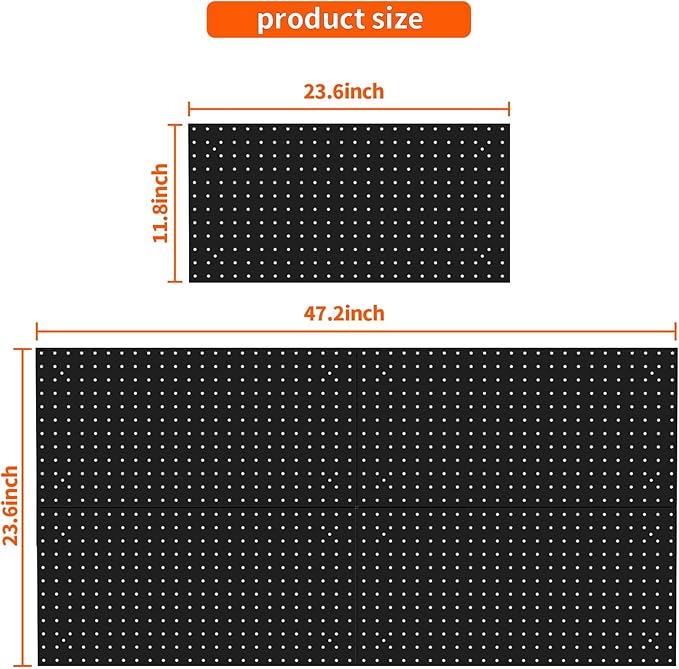Peg Board Wall Organizer, 24"x48" Black Metal Pegboard Organizer, 4 Metal Pegboard Panels with 63 Accessories, Wall Mount Large Peg Board Kit with Hooks, Bins for Home, Office, Garage, Gaming
