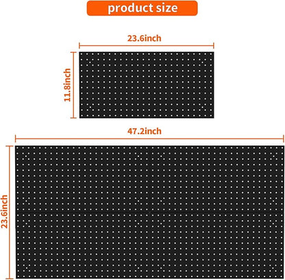 Peg Board Wall Organizer, 24"x48" Black Metal Pegboard Organizer, 4 Metal Pegboard Panels with 63 Accessories, Wall Mount Large Peg Board Kit with Hooks, Bins for Home, Office, Garage, Gaming