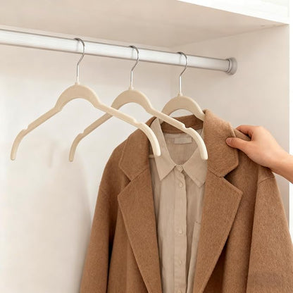 Jibrelxion 30 Pack Premium Velvet Shirt Hangers, Non-Slip Slim Flocked Felt Hangers, Space-Saving Coat Hanger with 360° Swivel Hook for Sweaters, Tops, Blouses, Strappy Dresses