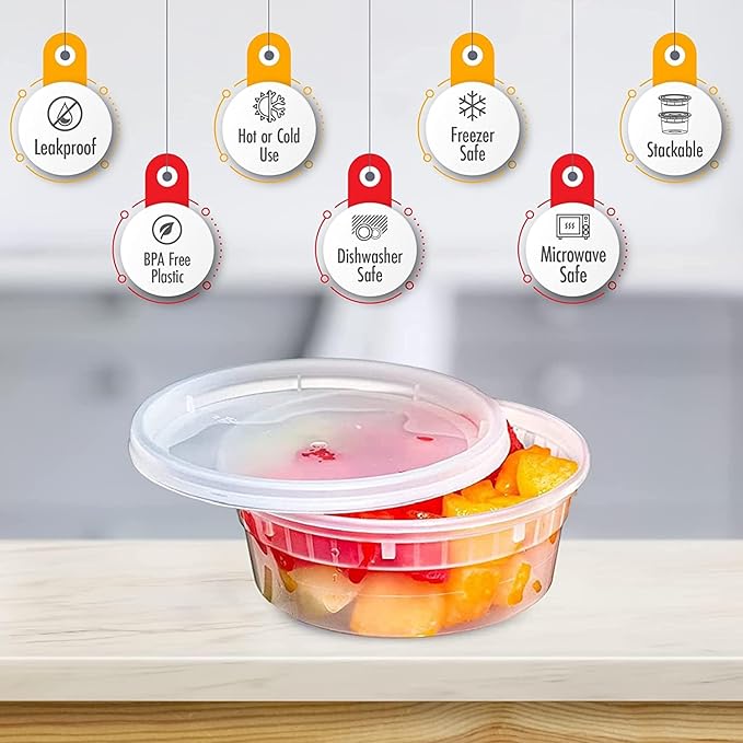 QUIDDITY WARE Deli Containers with Lids Leakproof - 240 Pack BPA-Free Plastic Microwaveable Clear Food Storage Container Premium Heavy-Duty Quality, Freezer & Dishwasher Safe (8oz 240 Sets)