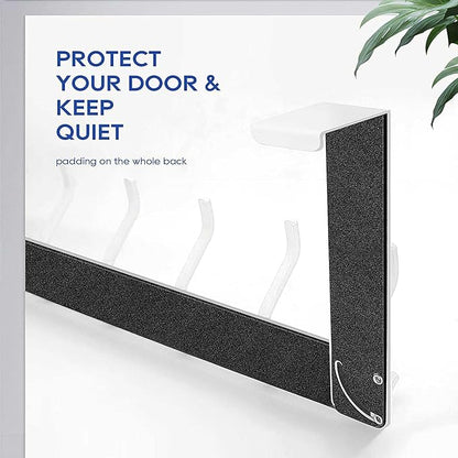 KEOAMG Over The Door Hooks, Over The Door Towel Rack for Bathroom, Sturdy Door Hanger Hook, Door Hooks for Hanging Clothes, Coats, Towels, White