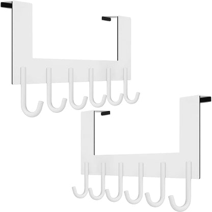 WEBI Over The Door Hook for Hanging Door Hanger:Over The Door Towel Rack,Door Coat Hanger Over The Door Coat Rack for Towels,Clothes,Behind Back of Bathroom,White,2 Packs