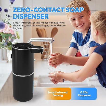 MTYGK Automatic Foaming Soap Dispenser,Touchless Foam Soap Dispenser,12.8oz Rechargeabled Wall Mounted Smart for Bathroom and Kitchen Dish Soap,Easy for Toddlers(Black)