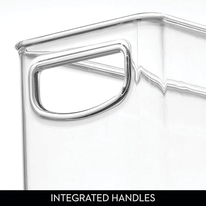 InterDesign iDesign Plastic Stackable Pantry Bin - Storage Bin with Handles for Cabinets or Fridge - Set of 2 - Clear