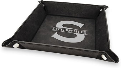 Krazy Case Desk Organizer, Premium PU Leather Valet Tray for Men and Women, Black Engraved Personalized for Husband