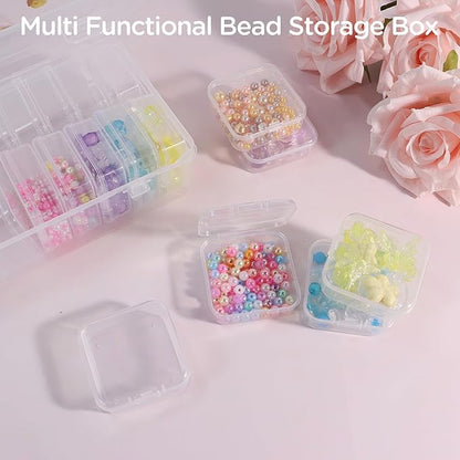 24Pack Bead Organizer Box With Hinged Lid - Clear Bead Storage Containers for Organizing DIY Jewelry Craft and Bracelet Making - Mini Plastic Bead Box (24Pack 2.15 X 2.15 X 0.8inch)