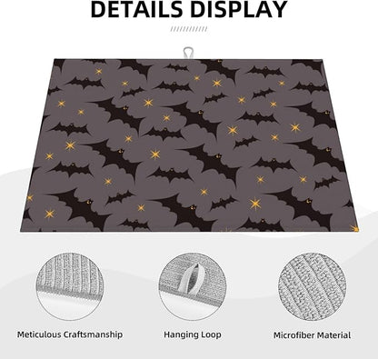 Star Bats Witchy Dish Drying Mat 18x24 For Kitchen Counter Absorbent Microfiber Dishes Pad Dish Drainer Rack Mats Fast Dry Kitchen Accessories
