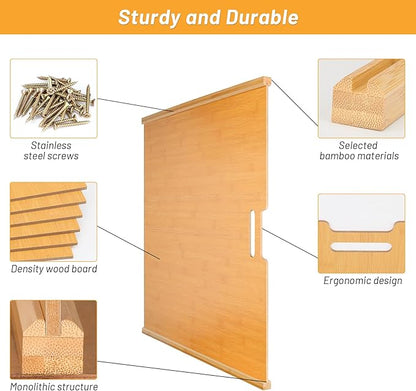 SECOAT 6 Pieces Wood Cabinet Dividers for Baking Sheets,DIY Kitchen Cabinet Dividers with 12 Slideways&36 Screws,Easy Install&Clean,Wood Tray Dividers for Cabinets, Kitchen,Utility Rooms, Bathrooms