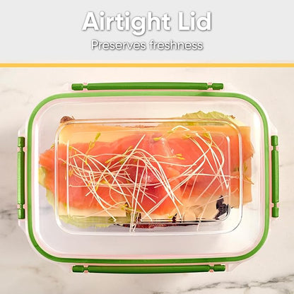 Superio Plastic Food Storage Containers with Airtight Lids, 8 Pack- 80 Oz, BPA Free, Leakproof, Stackable, Microwave, Dishwasher, Freezer Safe, Green