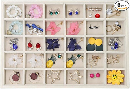 Stratalife Jewelry Tray Stackable Earrings Tray Jewelry Organizer Jewelry Drawer Storage for Earrings Showcase Display Drawer Inserts (30 Grid)