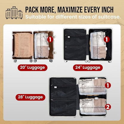 TAILI 8 Pack Cube Vacuum Storage Bags, Medium Size (25x19x11 inch), Vacuum Seal Bags for Clothing, Travel Compression Packing for Clothes, Blankets, Baby Clothes, Travel Accessories